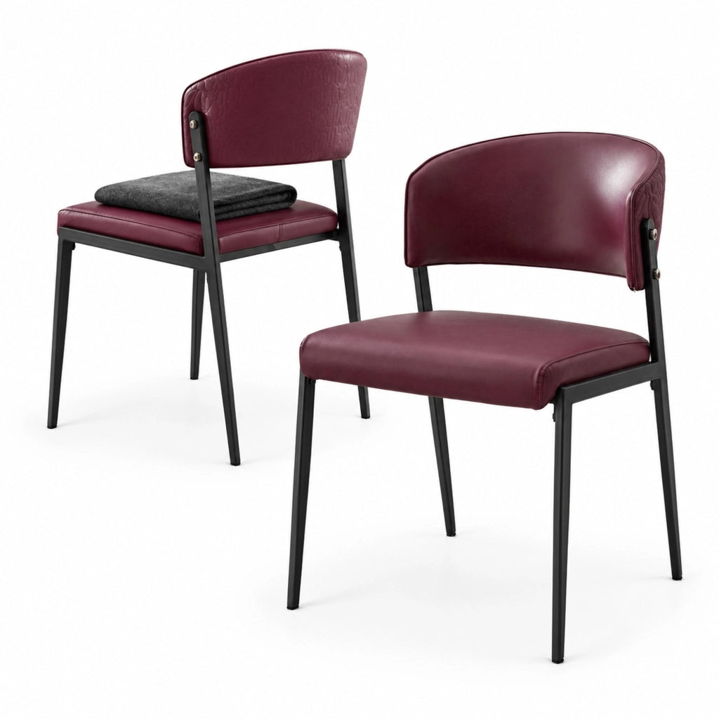 Set 2 sedie da pranzo 78 cm rosse in similpelle e metallo per cucina moderna