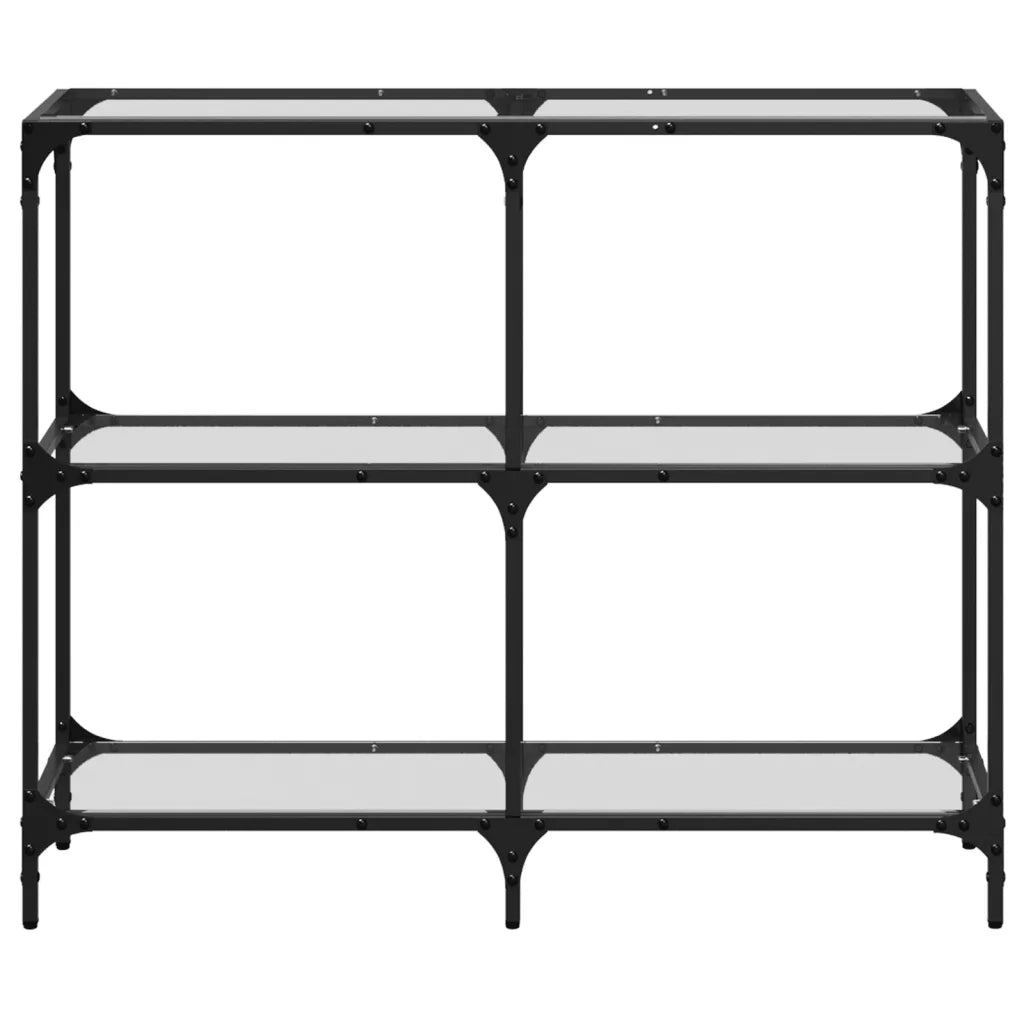 Tavolino Consolle Piano Vetro Trasparente 98x30x81cm in Acciaio 846028