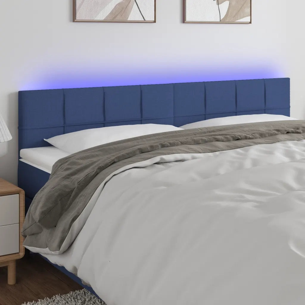 Testiera | Testata a LED Blu 200x5x78/88 cm in Tessuto