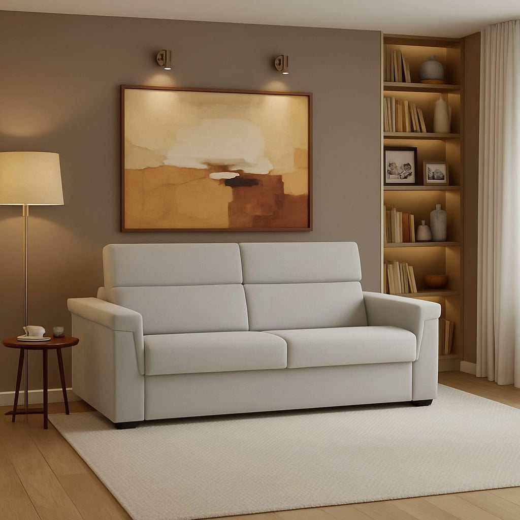Flaibano, Divano Fisso 2 Posti Sfoderabile Made in Italy, 205x95x100h cm Grigio Chiaro