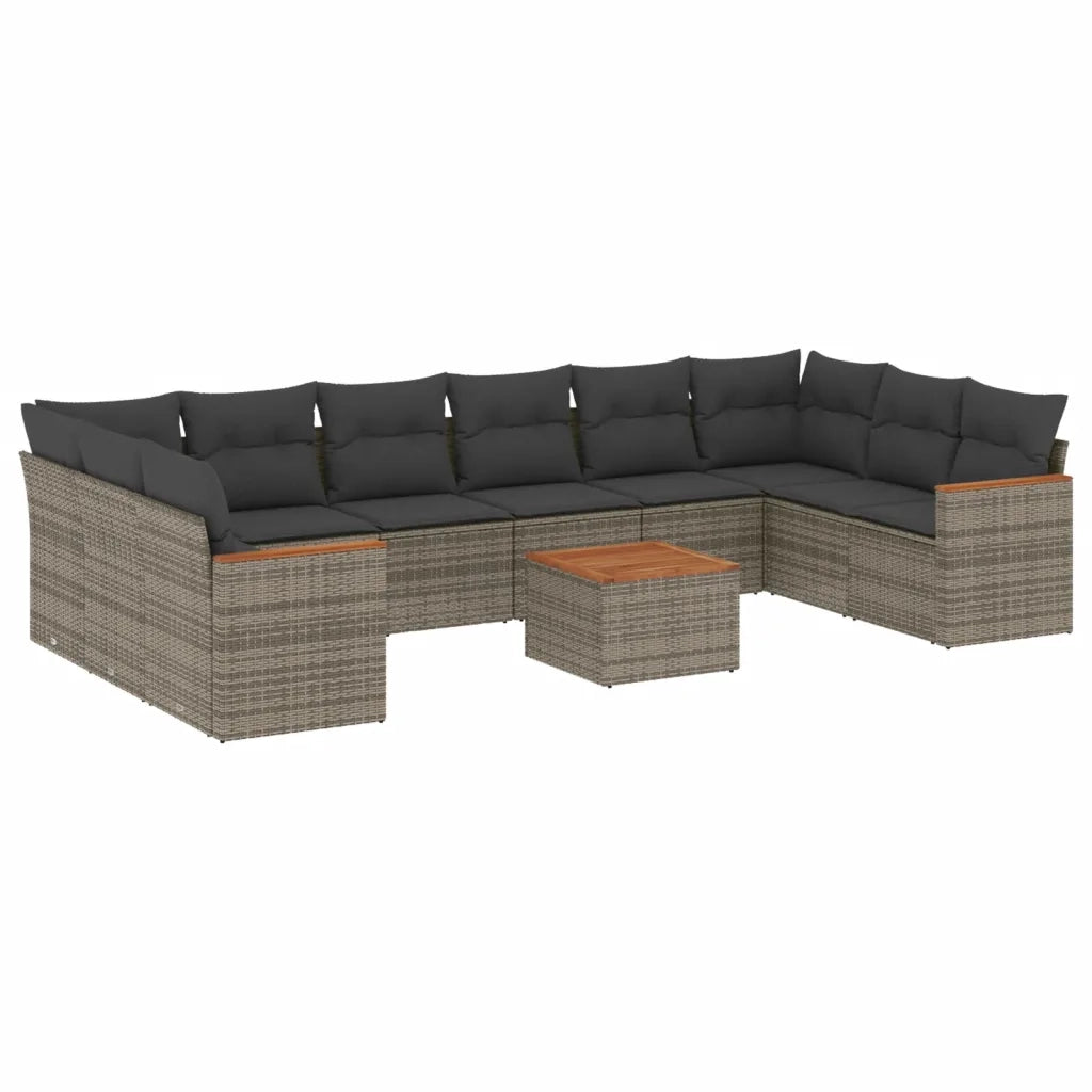 Set Divani da Giardino 11 pz con Cuscini in Polyrattan Grigio 3258735