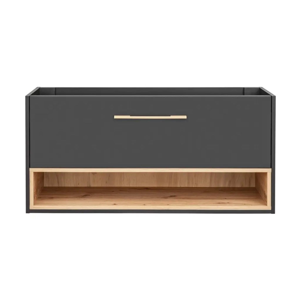 Mobile sottolavabo TALOKA – 120 cm – Grigio antracite e rovere chiaro – 2 cassetti – Da appendere