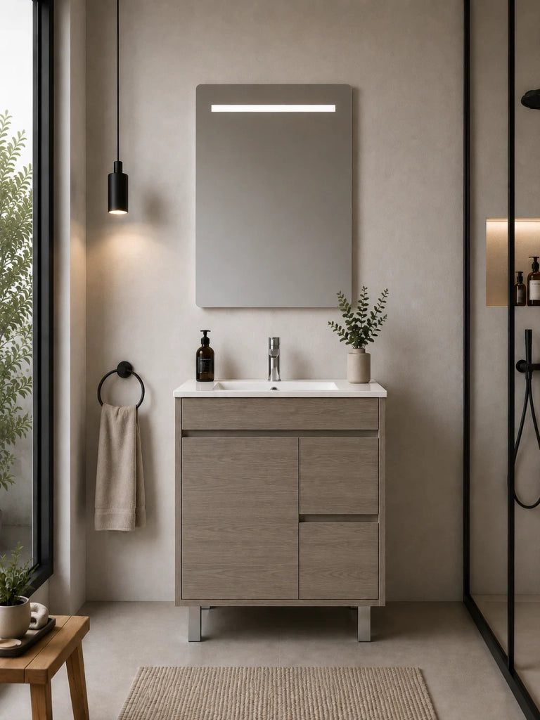 Mobile bagno con lavabo ORIGENBATH ISQUIA senza specchio 60x35 cm rovere smoky