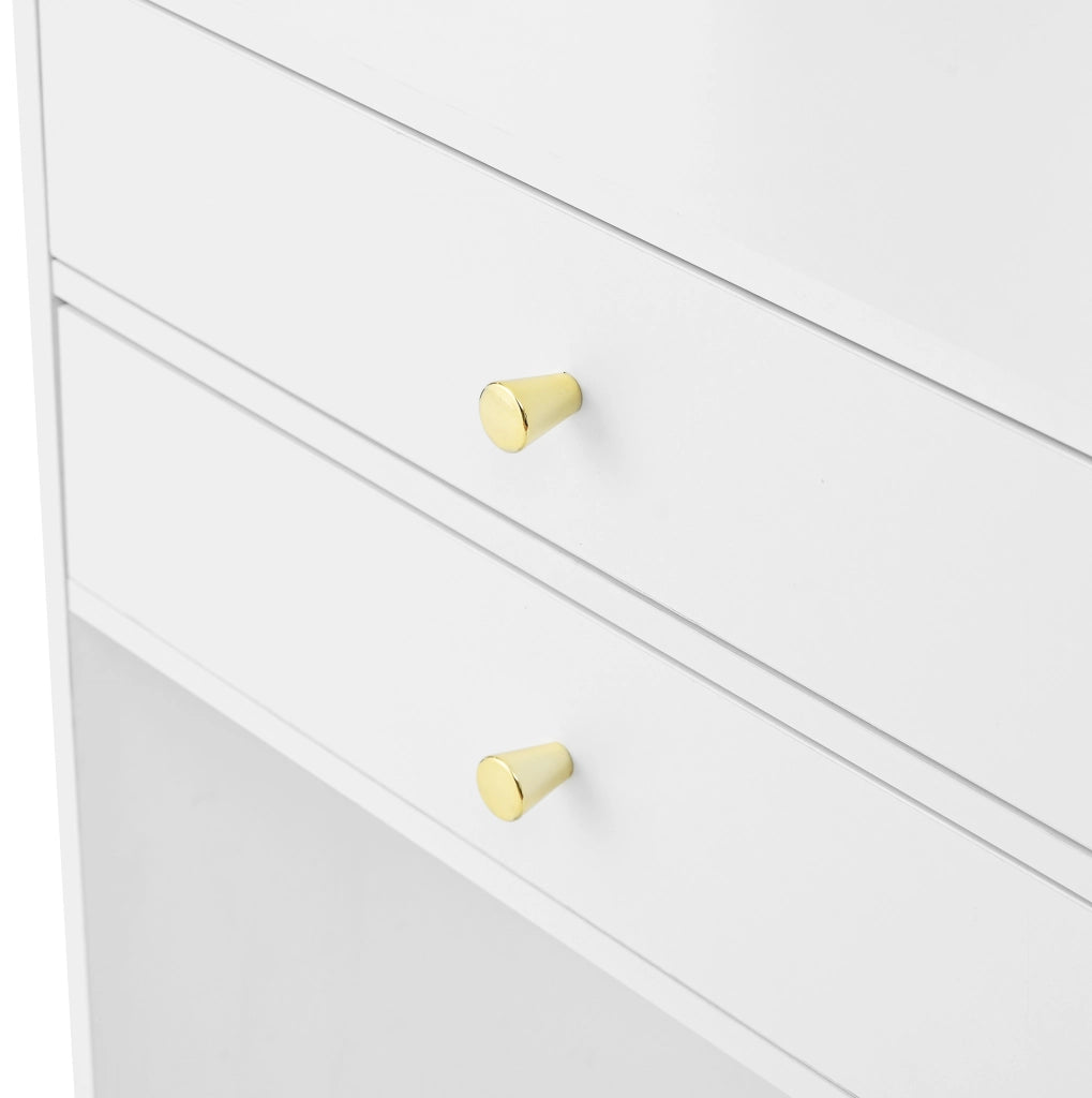 Toeletta 75x45x156 cm con piano pieghevole e LED a 3 colori in MDF bianco