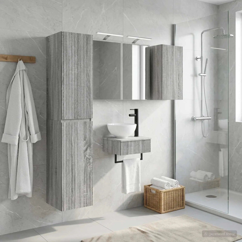 Set di mobili per il bagno 5 pcs Sonoma grigio 3407252