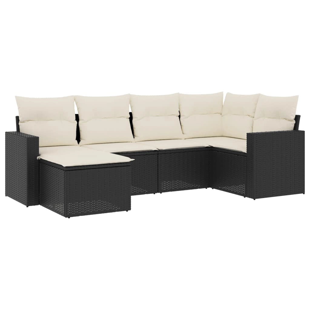 Set Divano da Giardino 6 pz con Cuscini Nero in Polyrattancod mxl 111125