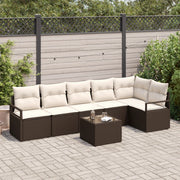 Set di Divano da Giardino  6 Pezzi con Cuscini Grigio Rattan PE