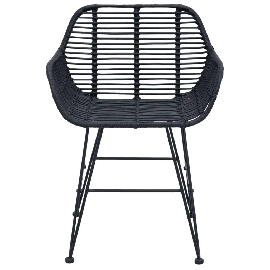 Sedia da pranzo 2 pcs Rattan e Ferro Nero 55 x 50 x 74 cm