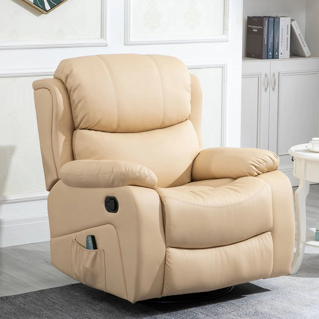POLTRONA RELAX RECLINABILE BEIGE RISCALDANTI E POGGIAPIEDI 97X92X104 CM BEIGE