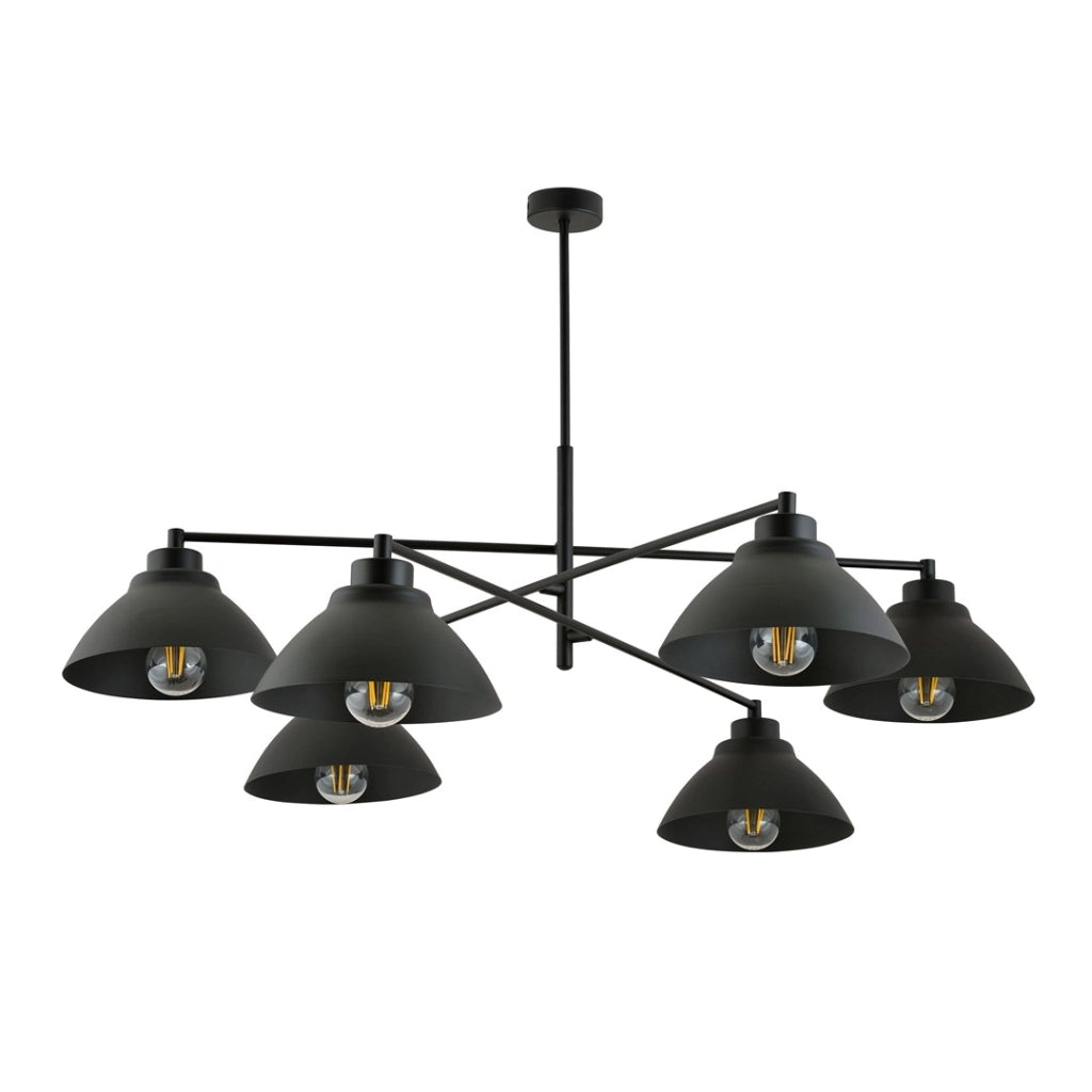 Lampadario loft Maverick 6 luci nero metallo 100cm Emibig