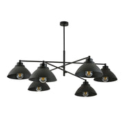 Lampadario loft Maverick 6 luci nero metallo 100cm Emibig