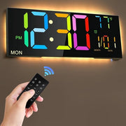 Orologio digitale per parete con telecomando e sveglia oraria con funzione di temperatura