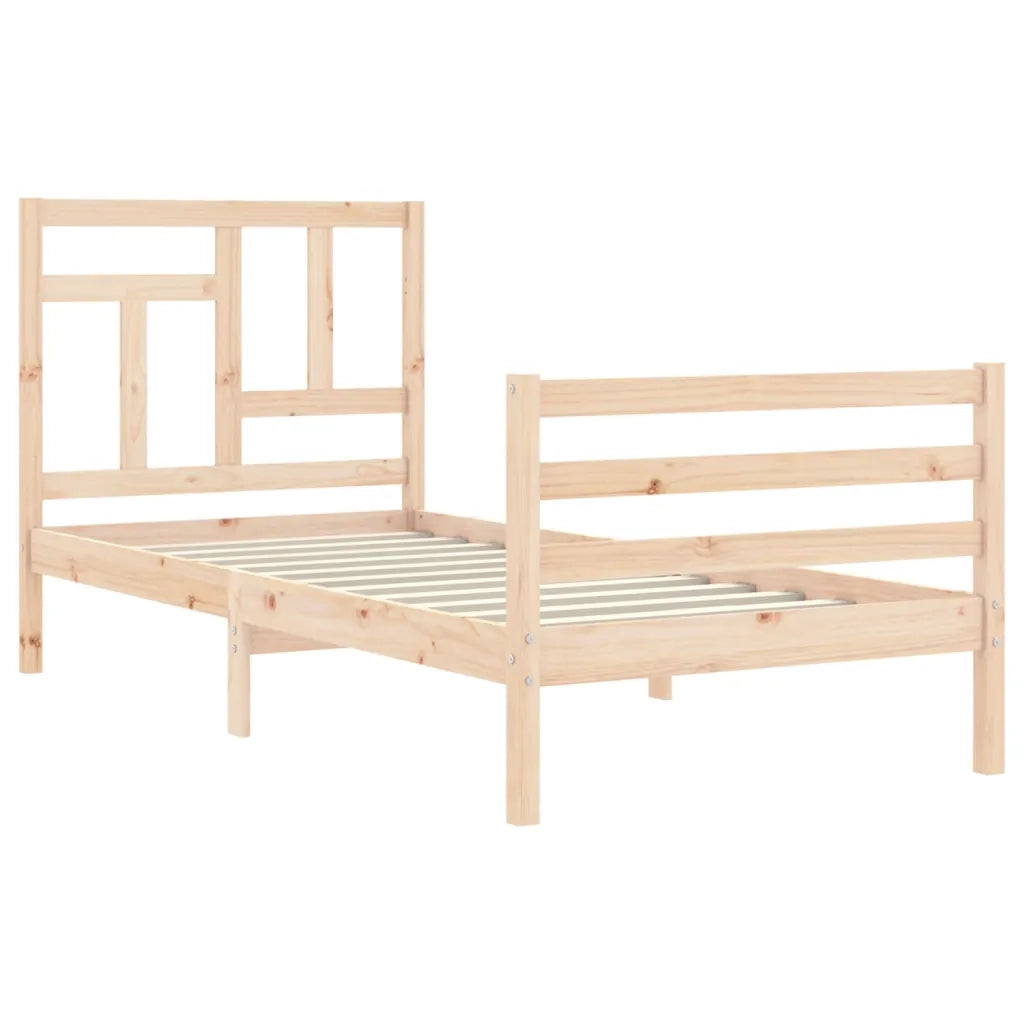 Giroletto con Testiera-Struttura Letto con testiera 90x200 cm in Legno Massello 912756