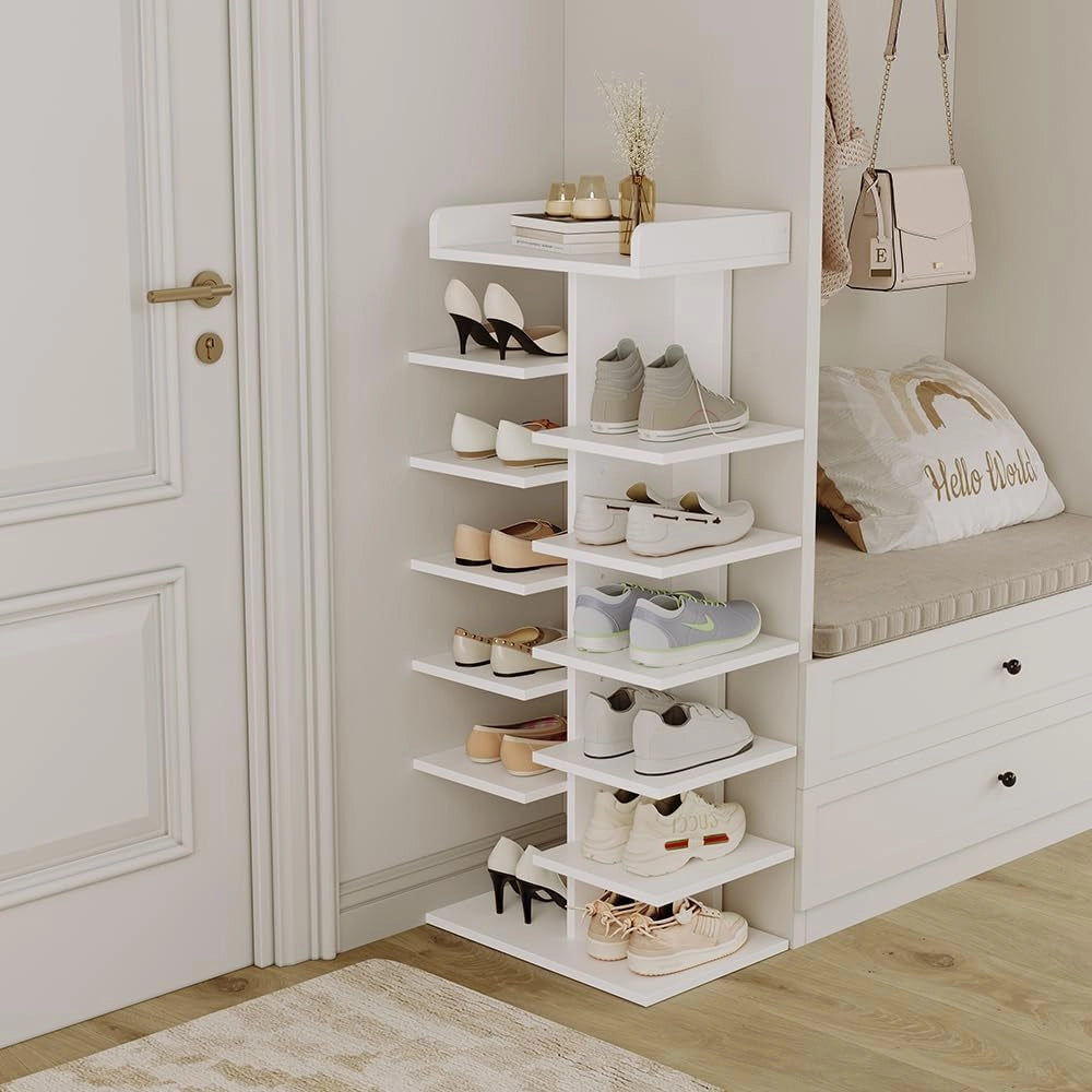 Scarpiera Stepy, Bianco, 45 x 114 cm con 10 scomparti