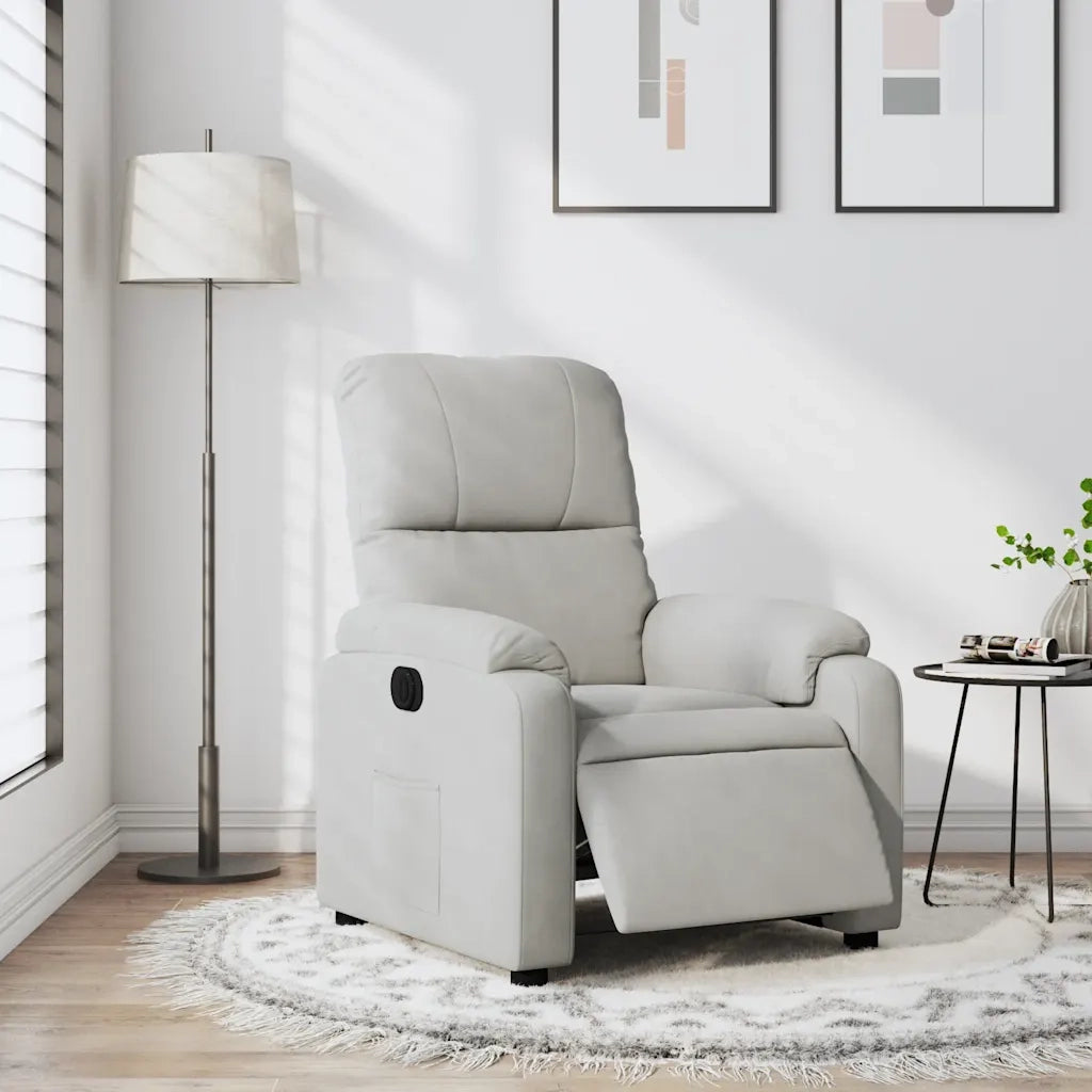 Divano Sedia-Poltrona Reclinabile Elettrica Grigio Chiaro Tessuto Microfibra 372890