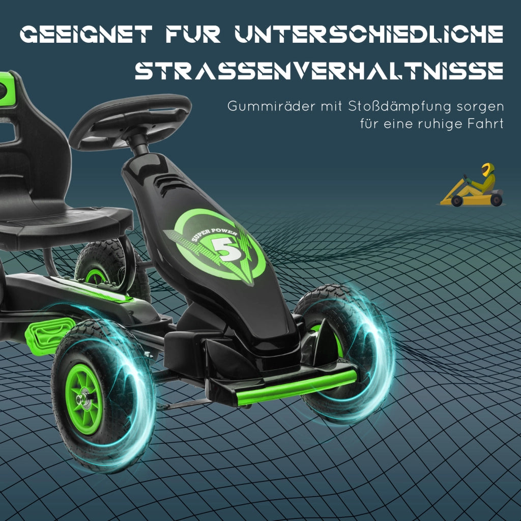 Go-kart a pedali per bambini ¨C Xylo ¨C sedile regolabile, da 5 anni, verde e nero, 121x58x61 cm