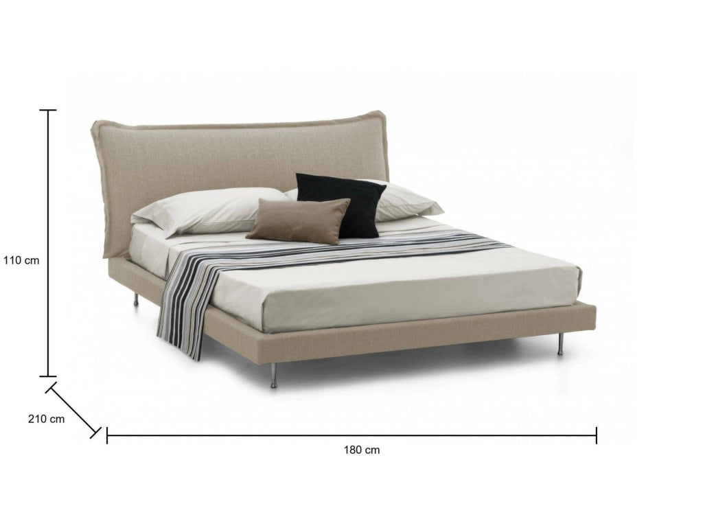 Letto matrimoniale Arcore, Letto fisso con rivestimento e testata in tessuto, Made in Italy, Apertura frontale, adatto per materasso 160x190 cm, Beige