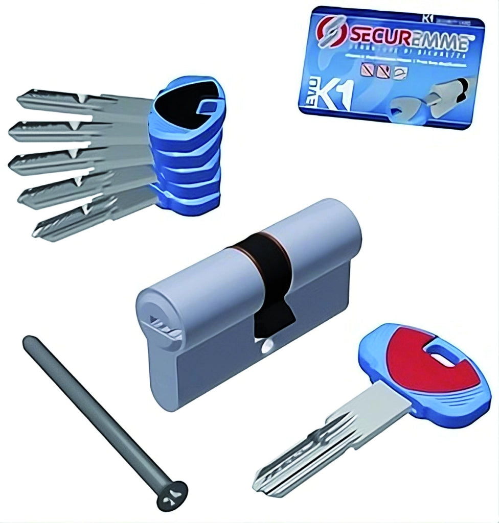 Securemme CILINDRO CROMO SATINATO EVOK1 5 chiavi  mm. 90 (30+60)