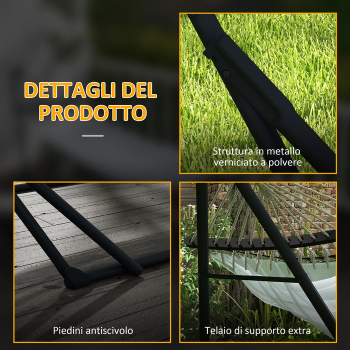 Amaca con Supporto max 120kg 263x89x100 cm in Metallo Borsa Incluse Nero e Bianco