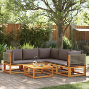 Set di divani da giardino 6 pezzi con cuscini in legno di acacia e rattan