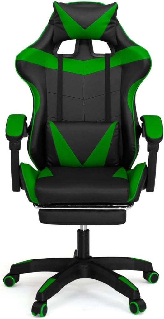 Sedia da gioco ALEX regolabile con poggiapiedi, cuscino per la testa e cuscino lombare in nero e verde