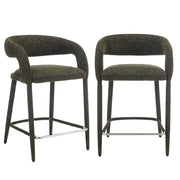 Set 2 sgabelli da bar contemporaneo in tessuto, verde kaki