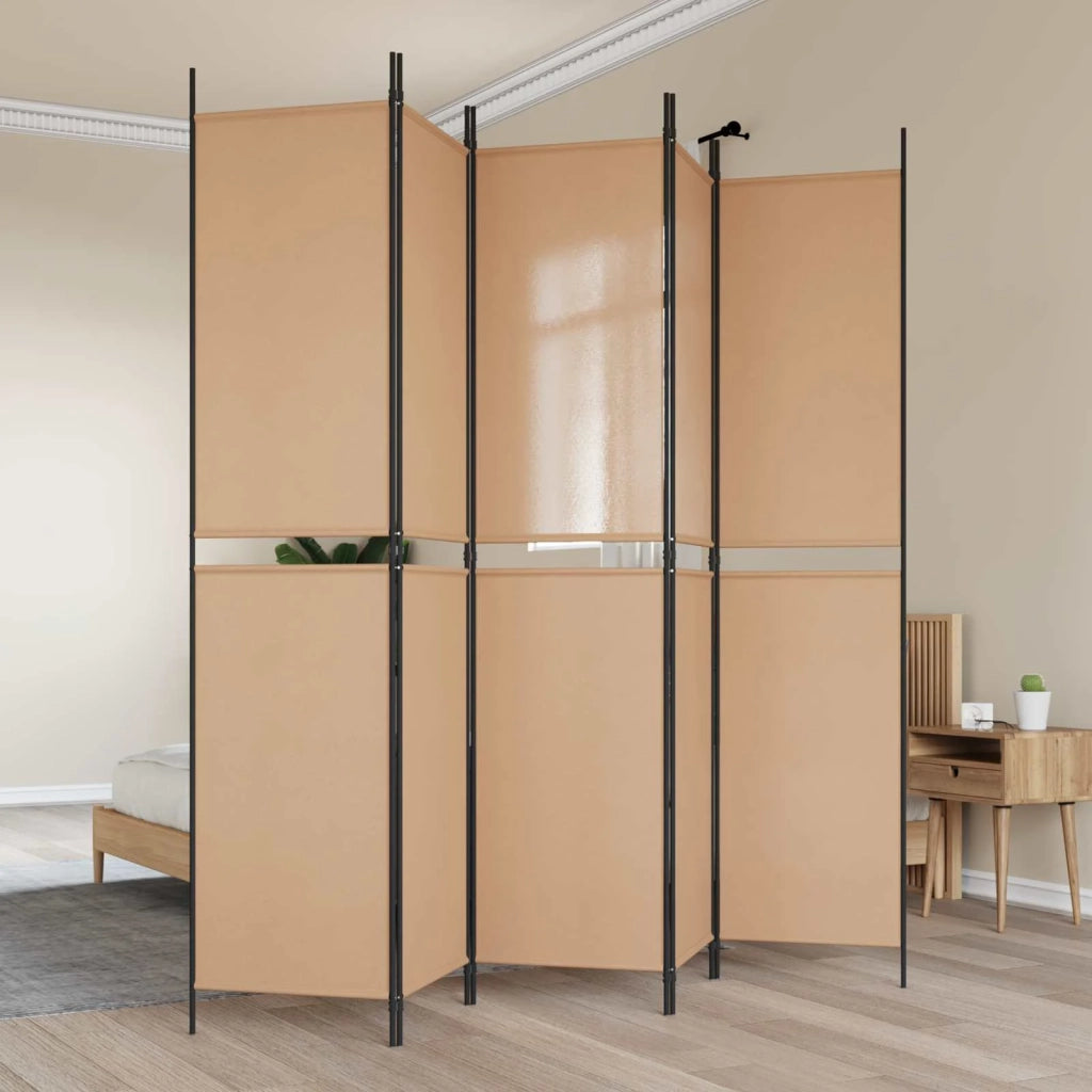 Pannello Separatore a 5 Pannelli Beige 250 x 220 cm Tessuto 42039225