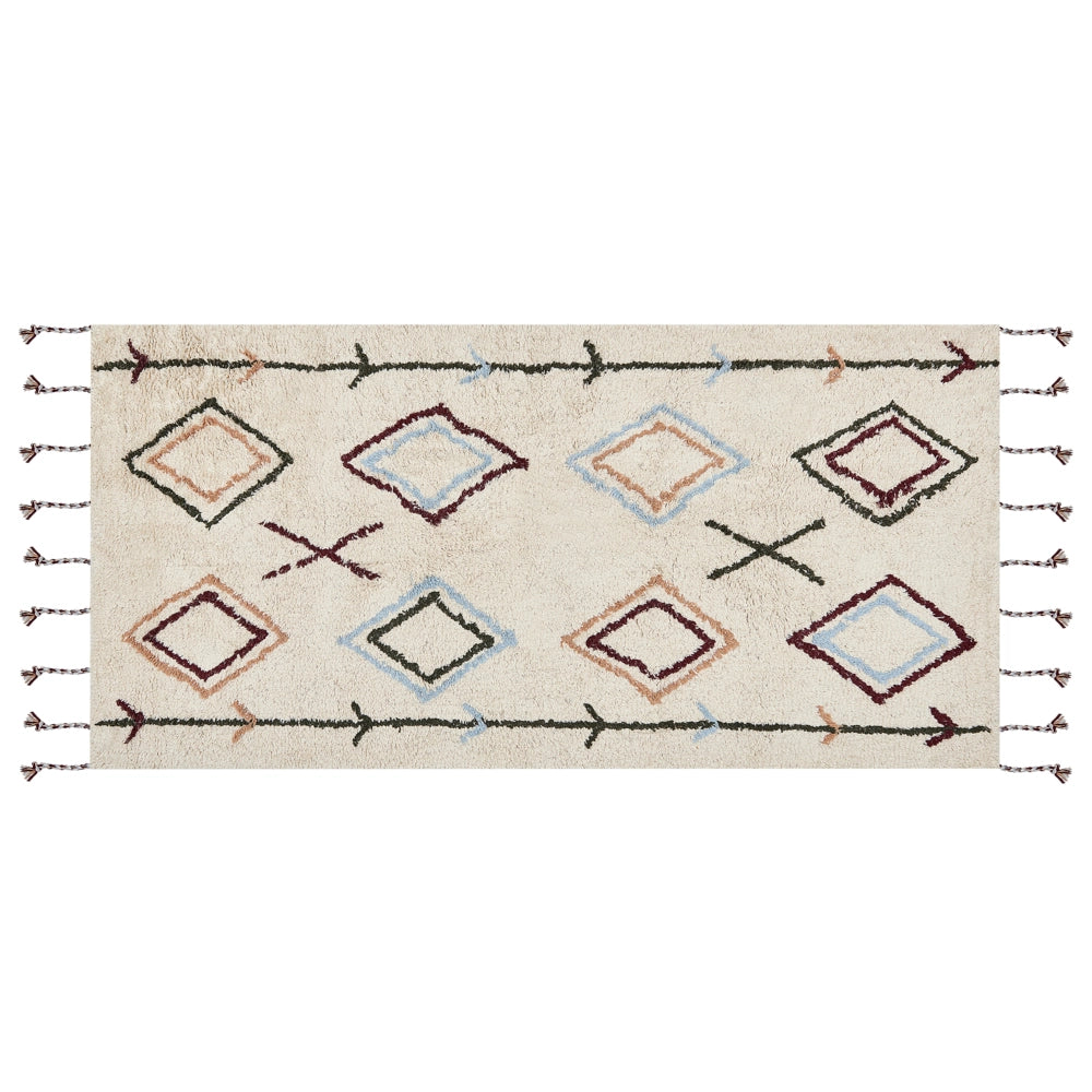Tappeto multicolore 80 x 150 cm in cotone motivo geometrico soggiorno camera da letto