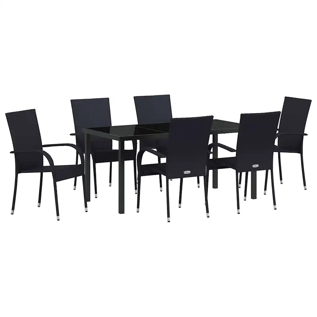 Set da Pranzo per Giardino 7 pcs Nero 3379405