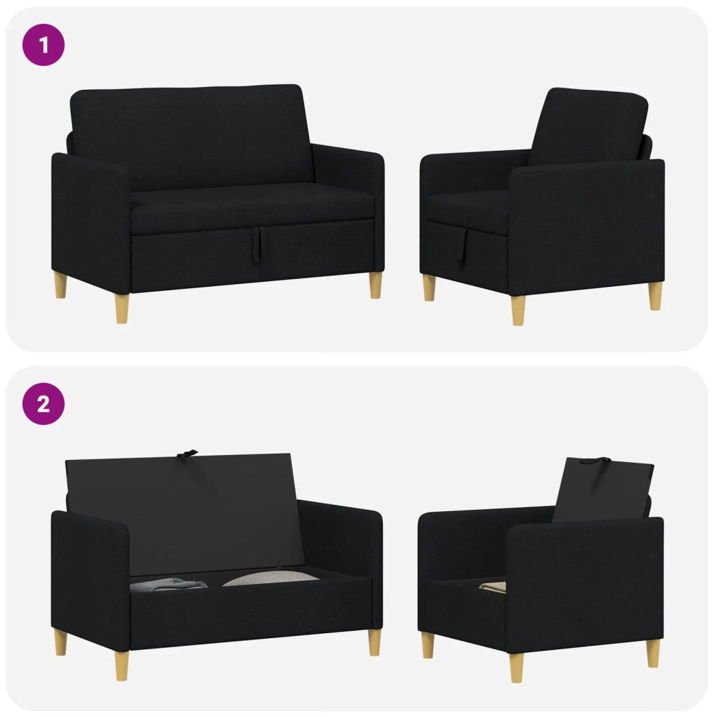 Set di Divani con Storage 2 pcs Nero Poliestere 3429150