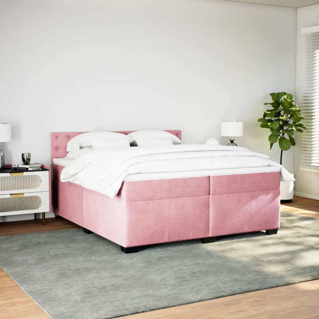 Giroletto a Molle con Materasso Rosa 200x200 cm in Velluto 3288719