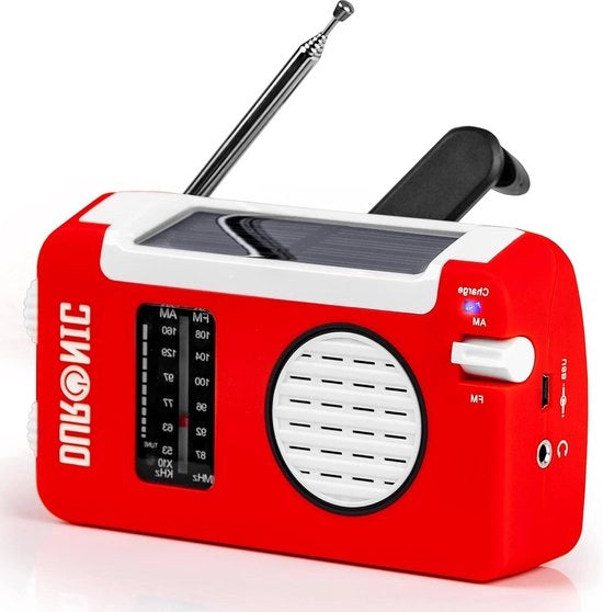 Radio a Batteria Hybrid AM-FM con USB Cartucciera e Energia Solare - Portatile e Compatta - Radio di Emergenza per Attività All'Aperto