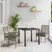 Set da Pranzo per Giardino con cuscino 3 pcs Grigio polyrattan