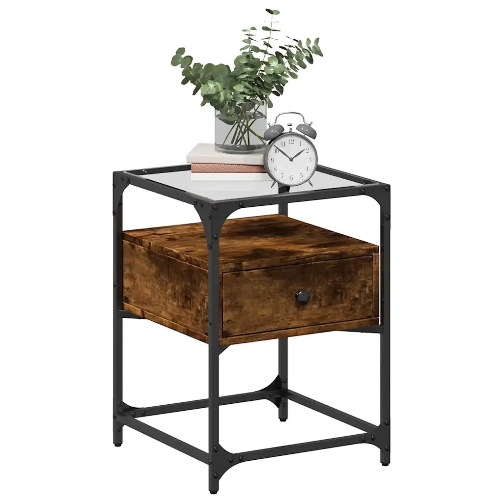 Comodini 2 pz-Set di 2 Tavolino da notte Rovere Fumo 40x40x55 cm in Legno Multistrato