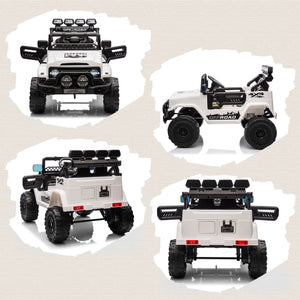 Macchina Fuoristrada per Bambini 99x66x68.5 cm con Fanali Clacson e Telecomando in PP e Metallo Bianco