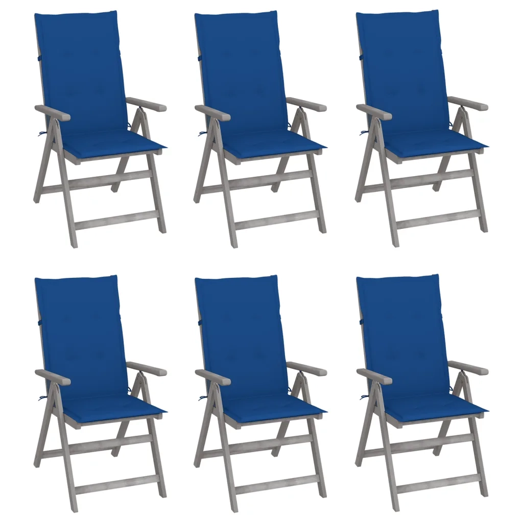 Sedie da Giardino Reclinabili 6 pz con Cuscini Massello Acacia cod mxl 8180