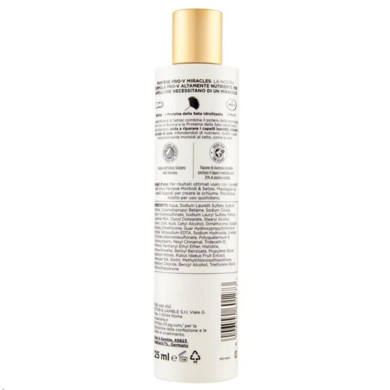 PANTENE SHAMPOO MIRACLES MORBIDI & SETOSI CON BIOTINA + PROTEINA DELLA SETA IDROLIZZATA 225 ML