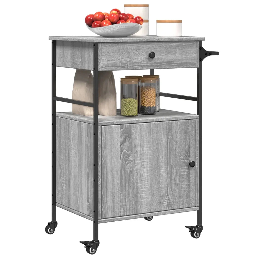 Carrello da Cucina Grigio Sonoma 56x43x89,5cm Legno Multistrato CFW3382239