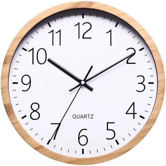Orizzontale parete orologio 30 cm, imitazione legno, design elegante per soggiorno e camera da letto