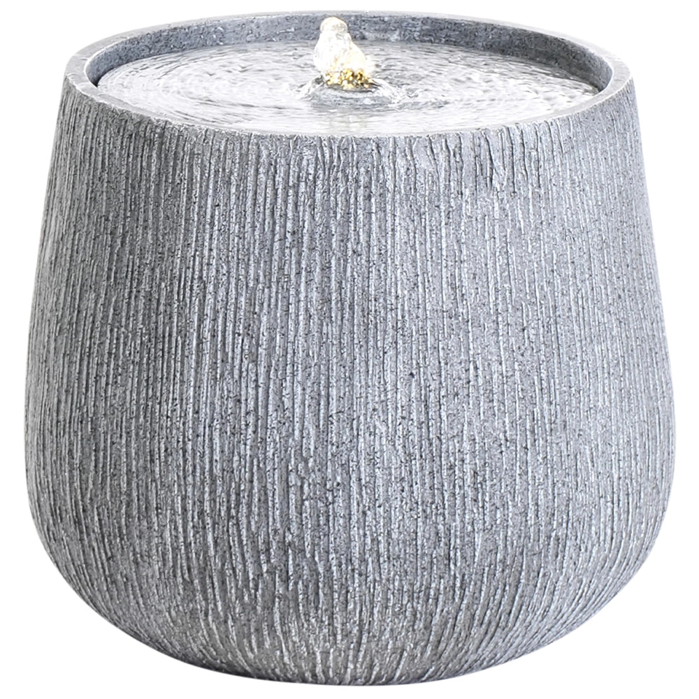 Fontana da Esterno ad acqua in Resina Grigia con Luce LED Design Moderno