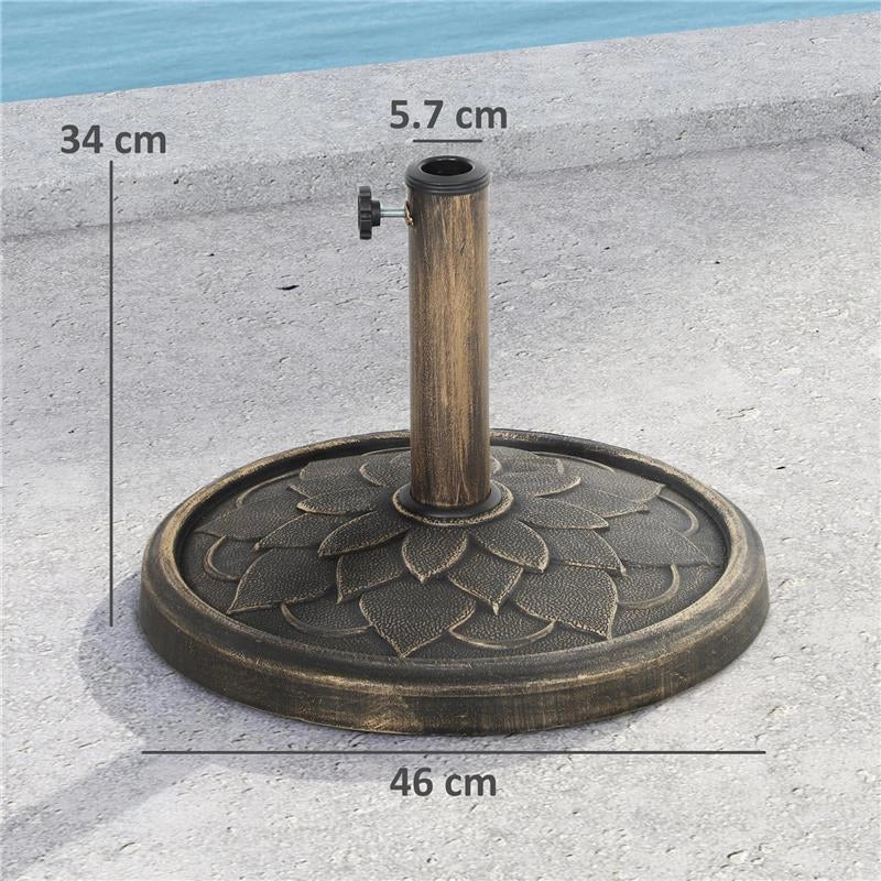 BASE PER OMBRELLONE DA 12 KG CON MANOVELLA INTEGRATA IN RESINA METALLO E CEMENTO 46X34 CM BRONZO