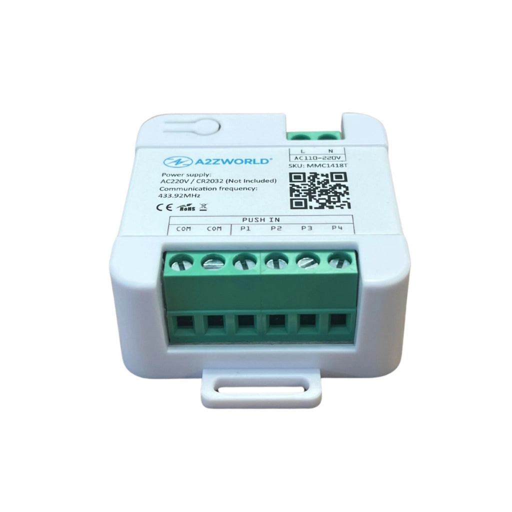 A2ZWORLD Trasmettitore RF 433MHz, per LED Dimmer Con Pulsante MMC1418R, Alimentazione con Pile CR2032 e AC220V, Controllo Wireless, IP20