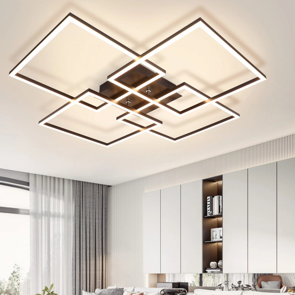 ZMH Lampada da soffitto plafoniera LED moderna 32W 3000K design rettangolare per soggiorno camera letto