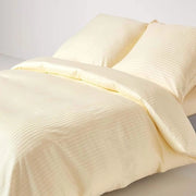 Set di lenzuola a due pezzi, copriletto 155 x 200 cm con cuscino 80 x 80 cm, 100% cotone egiziano con righe di seta, densità di 330, colore pastello.
