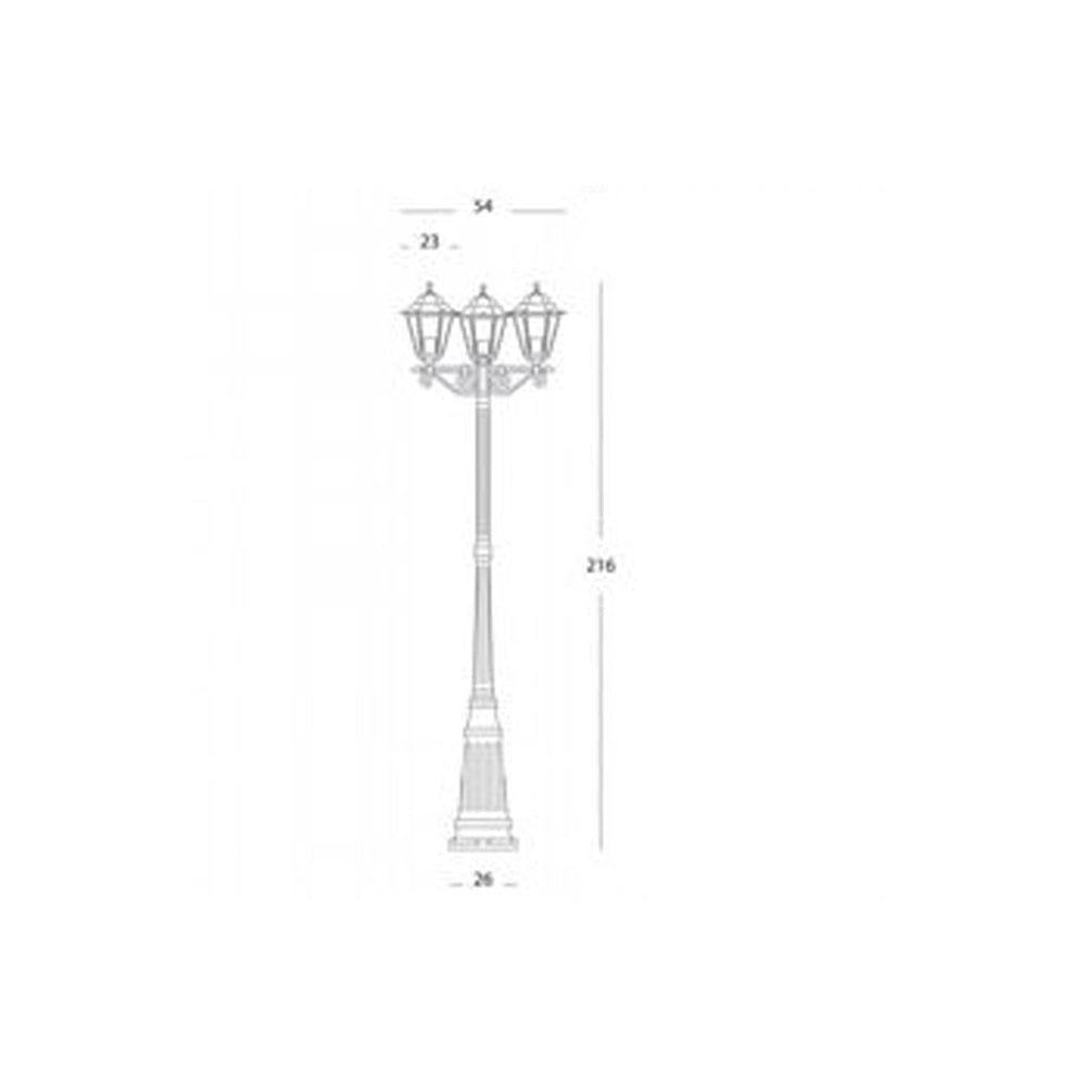 Palo Alto Da Esterno H216Cm Esagonale Alluminio E Vetro Nero 1 Luce E27