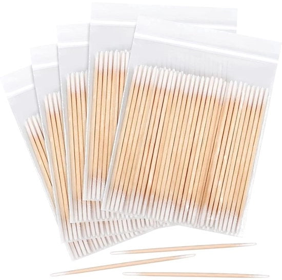 Set di pennelli in spugna da 300 - Manico in legno - Applicatore micro - 10 cm - Per make-up/tatuaggio - Materiale ecologico
