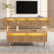 Set TV+tab. LED - Xylo - 4 porte+2 cassetti legno/dorato con illuminazione