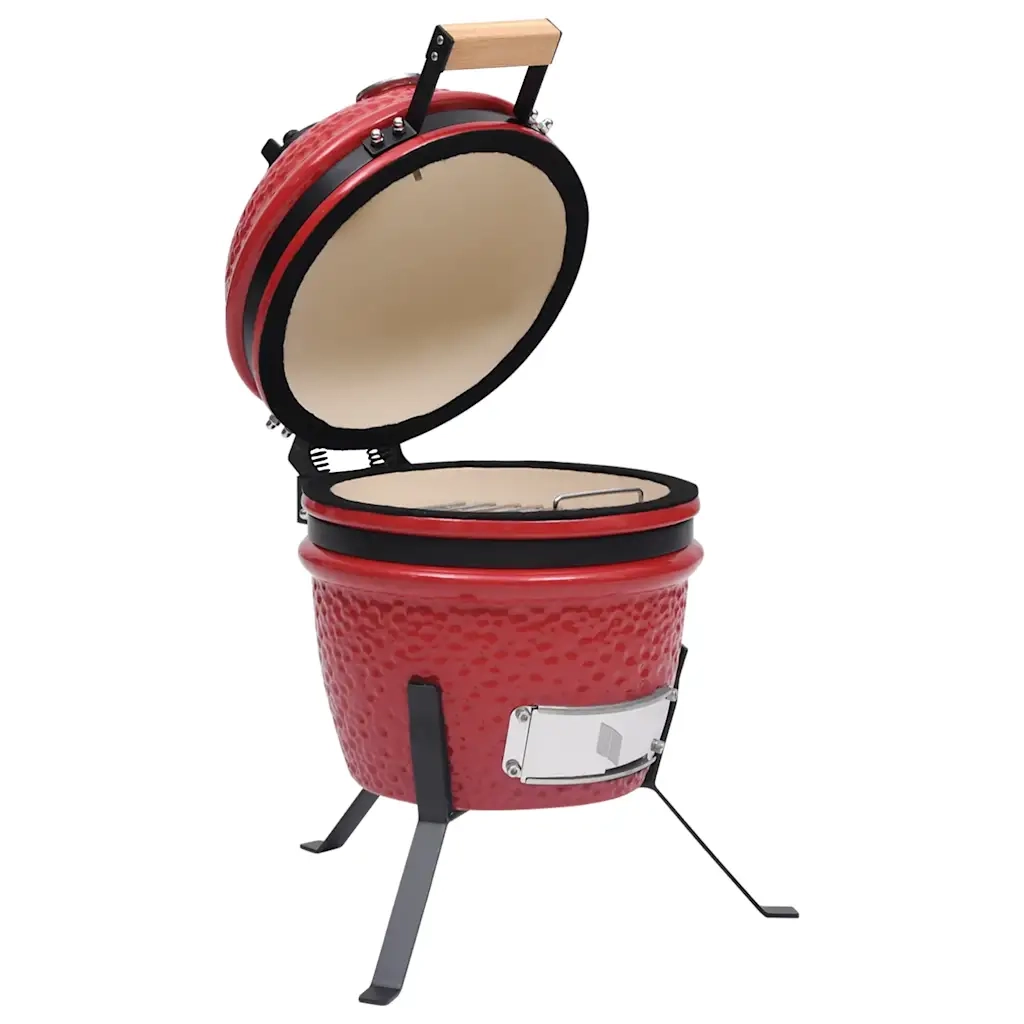 Barbecue Affumicatore 2 in 1 Kamado in Ceramica 56 cm Rosso cod mxl 54778