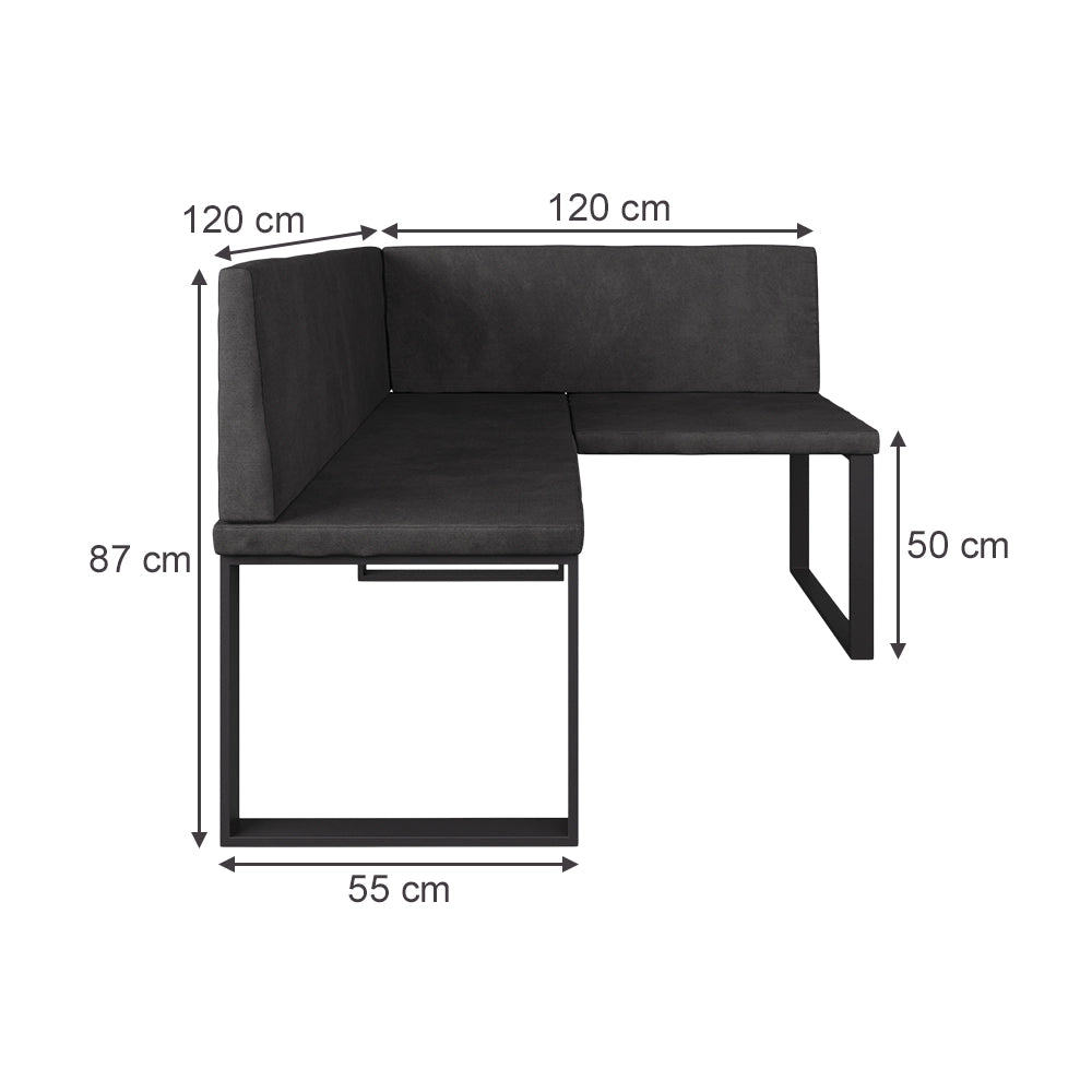 Vicco panca ad angolo Antracite 120 x 120 cm