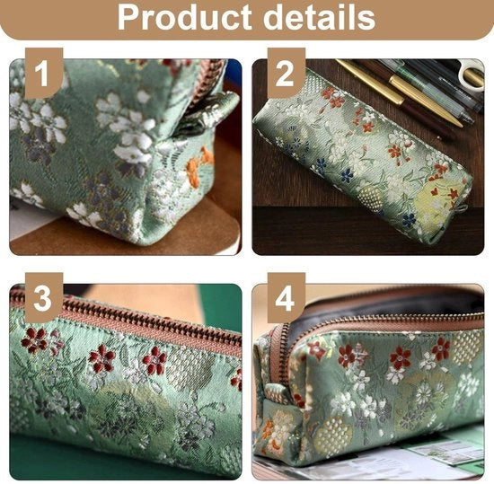 Etui per fiori in stile cinese - Etui con appoggio - Bureautas - Mini tasche per trucco - Linnen - 18 x 6 x 3,5 cm